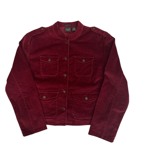 Copper Key Deep Red Velvet Utility Jacket - Picture 3 of 7